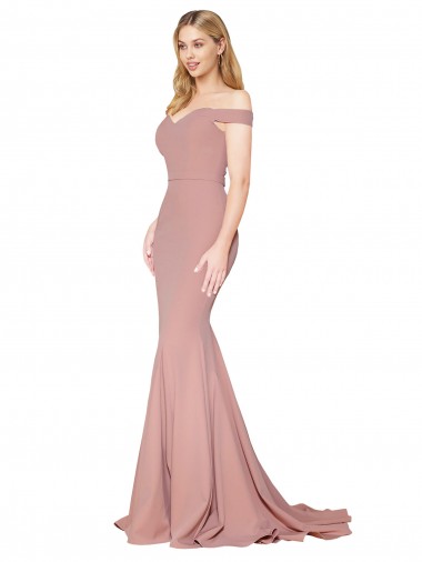 Sleeveless High Neck Stretch Crepe Dusty Pink Mermaid Sweep Train Formal Evening Gown / Prom Dress / Bridesmaid Dress Adelaide