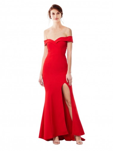 Sleeveless High Neck Stretch Crepe Red Long Formal Evening Dress / Prom Dress / Bridesmaid Dress Adelaide