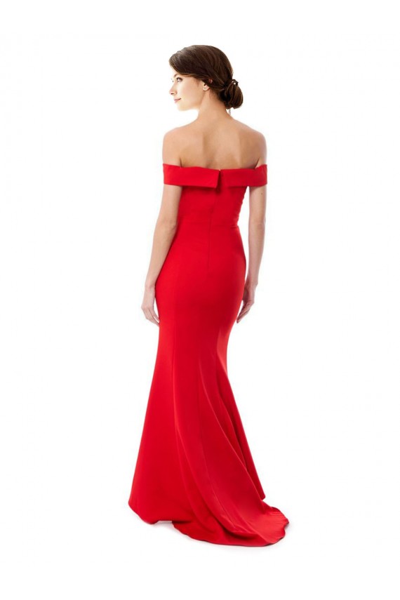 Sleeveless High Neck Stretch Crepe Red Long Formal Evening Dress / Prom Dress / Bridesmaid Dress Adelaide