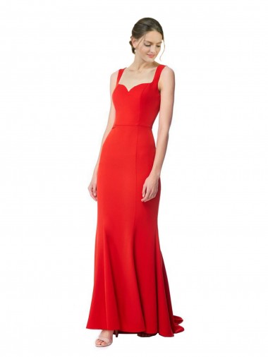 Sleeveless High Neck Stretch Crepe Red Long Formal Evening Gown / Prom Dress / Bridesmaid Dress Adelaide