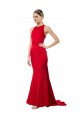 Sleeveless High Neck Stretch Crepe Red Long Formal Evening Gown / Bridesmaid Dress Adelaide
