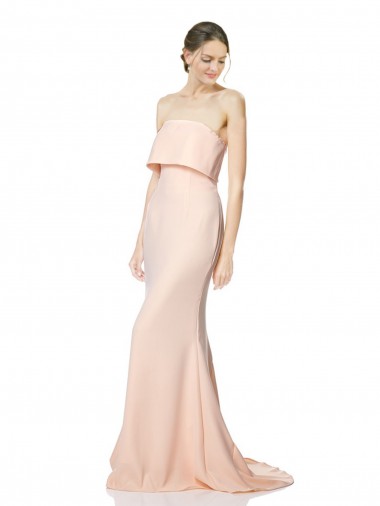 Sleeveless High Neck Stretch Crepe Nude Long Black Tie Evening Gown / Prom Dress / Bridesmaid Dress Adelaide