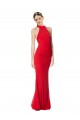 Sleeveless High Neck Stretch Crepe Red Long Prom Dress / Bridesmaid Dress Adelaide