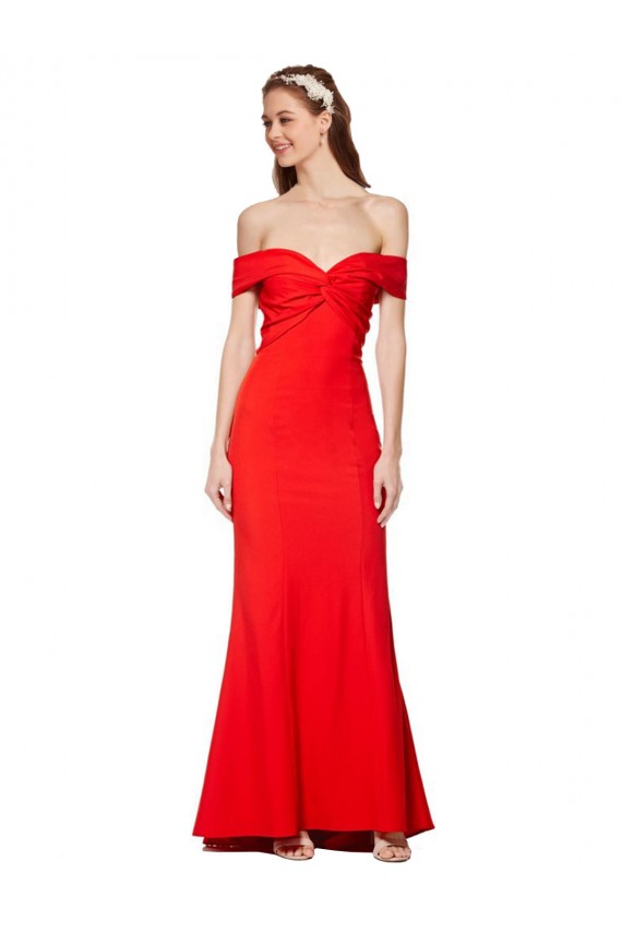Sleeveless High Neck Stretch Crepe Red Long Bridesmaid Dress / Formal Dress Adelaide