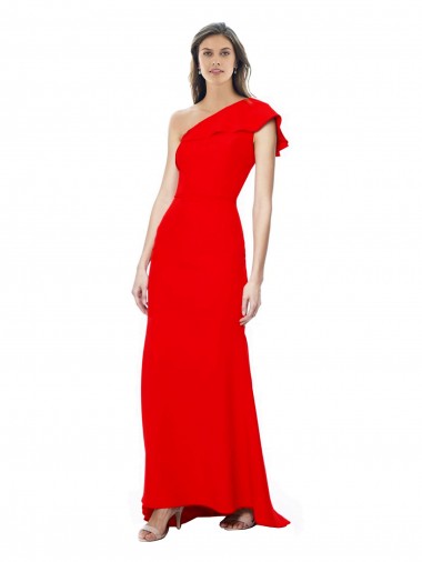 Sleeveless High Neck Stretch Crepe Red Long Formal Dress / Bridesmaid Dress Adelaide