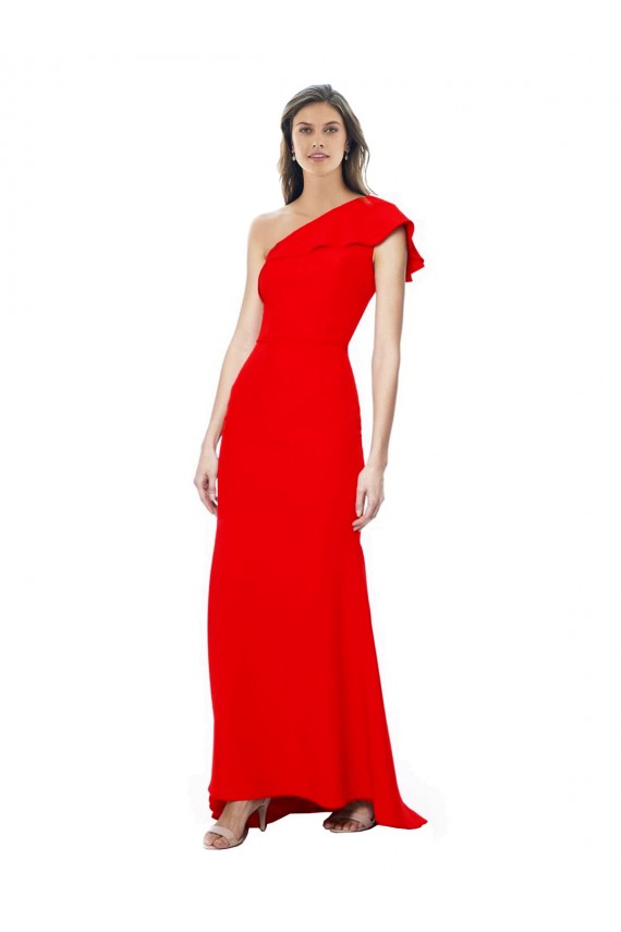Sleeveless High Neck Stretch Crepe Red Long Formal Dress / Bridesmaid Dress Adelaide