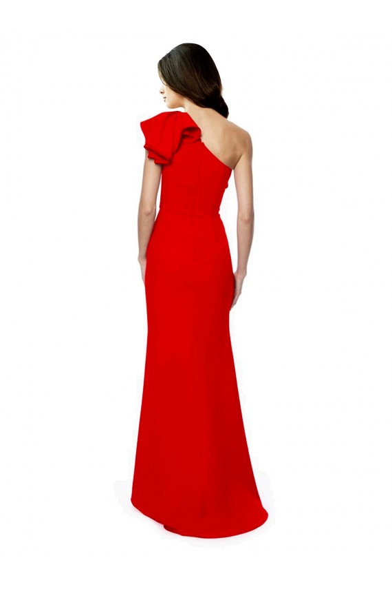 Sleeveless High Neck Stretch Crepe Red Long Formal Dress / Bridesmaid Dress Adelaide