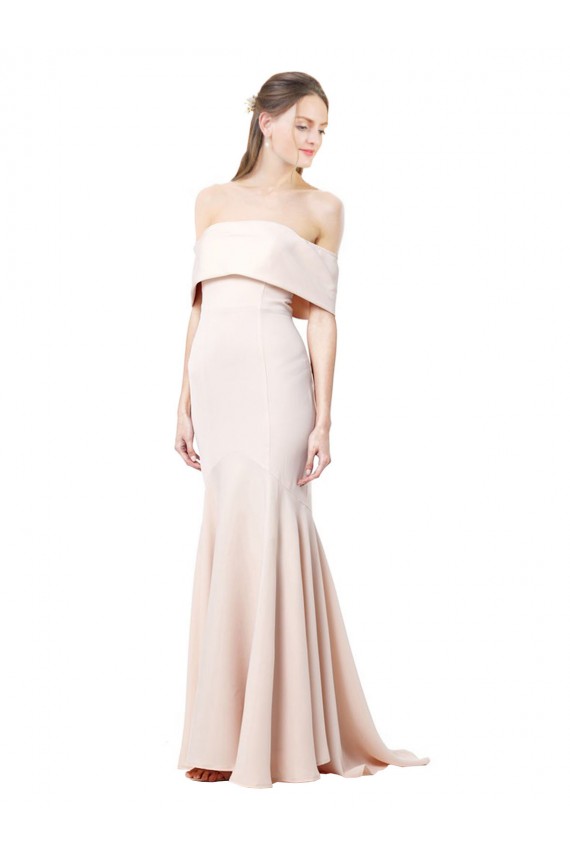 Sleeveless High Neck Stretch Crepe Nude Long Formal Evening Gown / Prom Dress / Bridesmaid Dress Adelaide