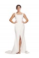 Sleeveless Square Neck Stretch Crepe Ivory Sweep Train Semi Formal Evening Dress / Prom Dress / Bridesmaid Dress Adelaide