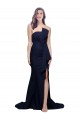 Sleeveless Strapless Stretch Crepe Dark Navy Sweep Train Semi Formal Evening Dress / Prom Dress / Bridesmaid Dress Adelaide