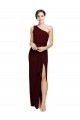 Sleeveless One Shoulder Stretch Crepe Burgundy Gold Long Black Tie Evening Gown / Prom Dress / Bridesmaid Dress Adelaide