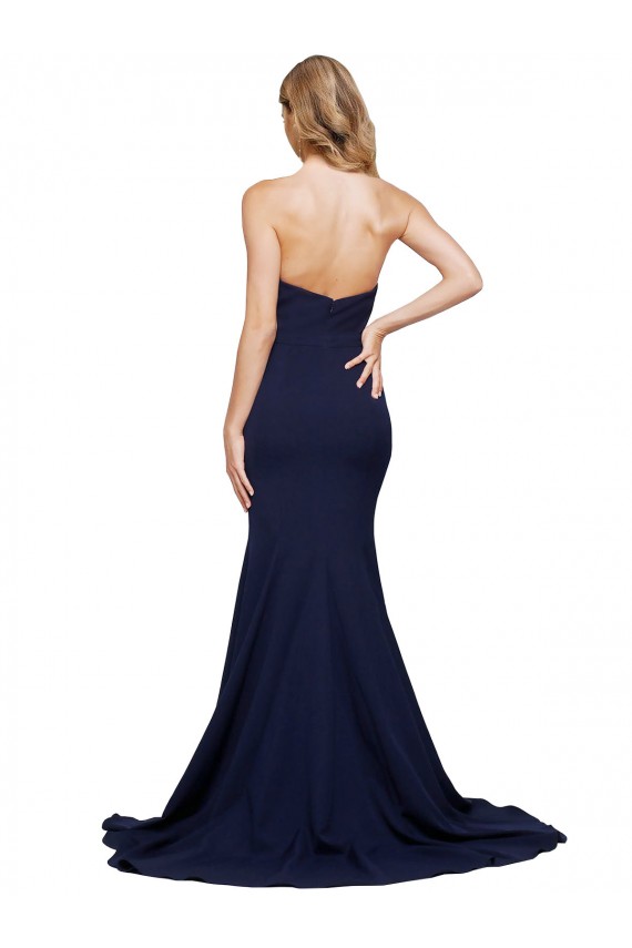 Sleeveless Sweetheart Stretch Crepe Dark Navy Sweep Train Formal Evening Gown / Prom Dress / Bridesmaid Dress Adelaide
