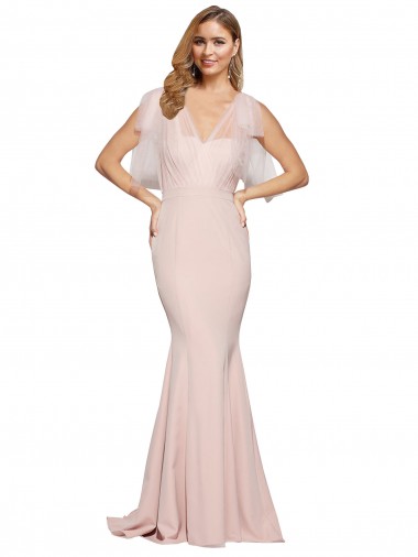 Sleeveless Sweetheart Stretch Crepe & Tulle Mauve Long Formal Dress / Bridesmaid Dress Adelaide