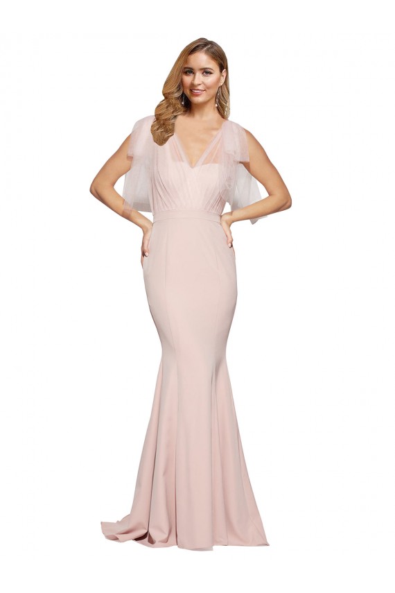 Sleeveless Sweetheart Stretch Crepe & Tulle Mauve Long Formal Dress / Bridesmaid Dress Adelaide
