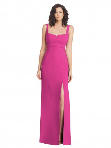 Sleeveless Square Neck Stretch Crepe Fuchsia Long Semi Formal Evening Dress / Prom Dress / Bridesmaid Dress Adelaide
