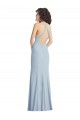 Sleeveless High Neck Stretch Crepe Light Sky Blue Long Formal Evening Gown / Prom Dress / Bridesmaid Dress Adelaide