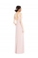 Sleeveless V-Neck Stretch Crepe Pink Long Black Tie Evening Dress / Prom Dress / Bridesmaid Dress Adelaide