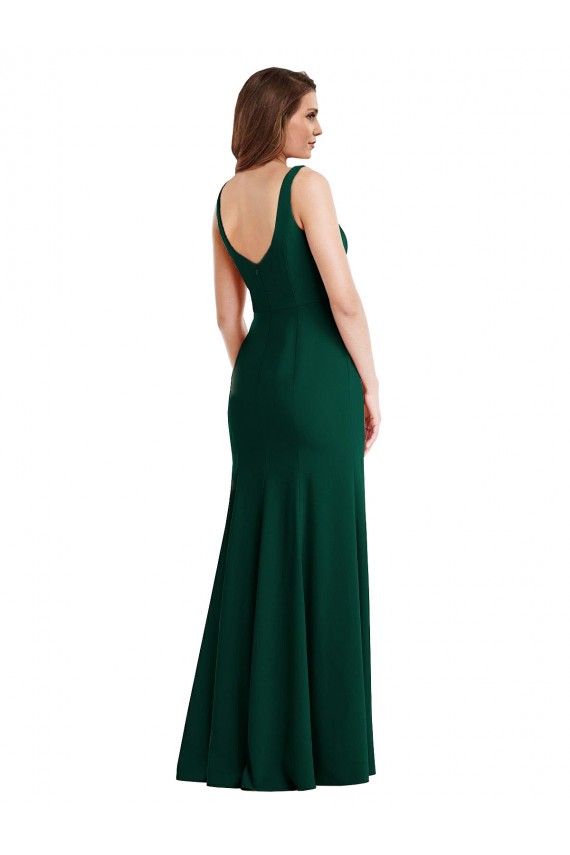 Sleeveless Square Neck Stretch Crepe Midnight Green Long Semi Formal Evening Dress / Prom Dress / Bridesmaid Dress Adelaide