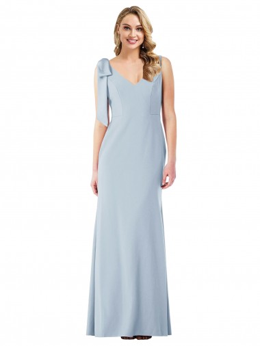 Sleeveless V-Neck Stretch Crepe Light Sky Blue Long Semi Formal Evening Dress / Prom Dress / Bridesmaid Dress Adelaide