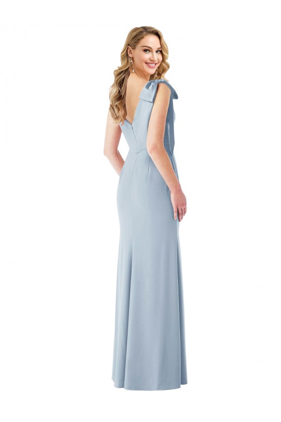 Sleeveless V-Neck Stretch Crepe Light Sky Blue Long Semi Formal Evening Dress / Prom Dress / Bridesmaid Dress Adelaide