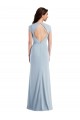 Cap Sleeves Stretch Crepe Light Sky Blue Long Formal Evening Gown / Prom Dress / Bridesmaid Dress Adelaide