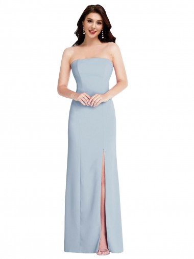 Sleeveless Strapless Stretch Crepe Light Sky Blue Long Formal Evening Gown / Prom Dress / Bridesmaid Dress Adelaide