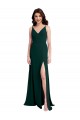 Sleeveless V-Neck Stretch Crepe Midnight Green Long Formal Evening Gown / Prom Dress / Bridesmaid Dress Adelaide