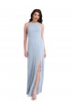 Sleeveless High Neck Stretch Crepe Light Sky Blue Sheath Long Formal Evening Gown / Prom Dress / Bridesmaid Dress Adelaide