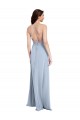 Sleeveless High Neck Stretch Crepe Light Sky Blue Sheath Long Formal Evening Gown / Prom Dress / Bridesmaid Dress Adelaide