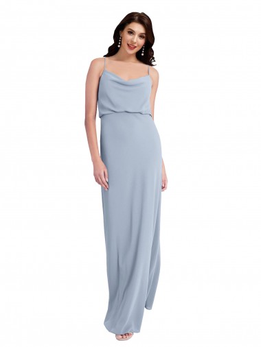 Sleeveless Cowl Neck Stretch Crepe Smoke Blue Long Formal Evening Gown / Prom Dress / Bridesmaid Dress Adelaide