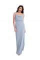 Sleeveless Cowl Neck Stretch Crepe Smoke Blue Long Formal Evening Gown / Prom Dress / Bridesmaid Dress Adelaide