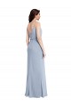 Sleeveless Cowl Neck Stretch Crepe Smoke Blue Long Formal Evening Gown / Prom Dress / Bridesmaid Dress Adelaide