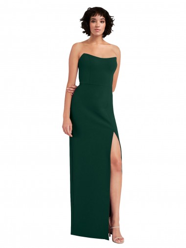 Sleeveless Strapless Stretch Crepe Midnight Green Long Formal Evening Gown / Prom Dress / Bridesmaid Dress Adelaide