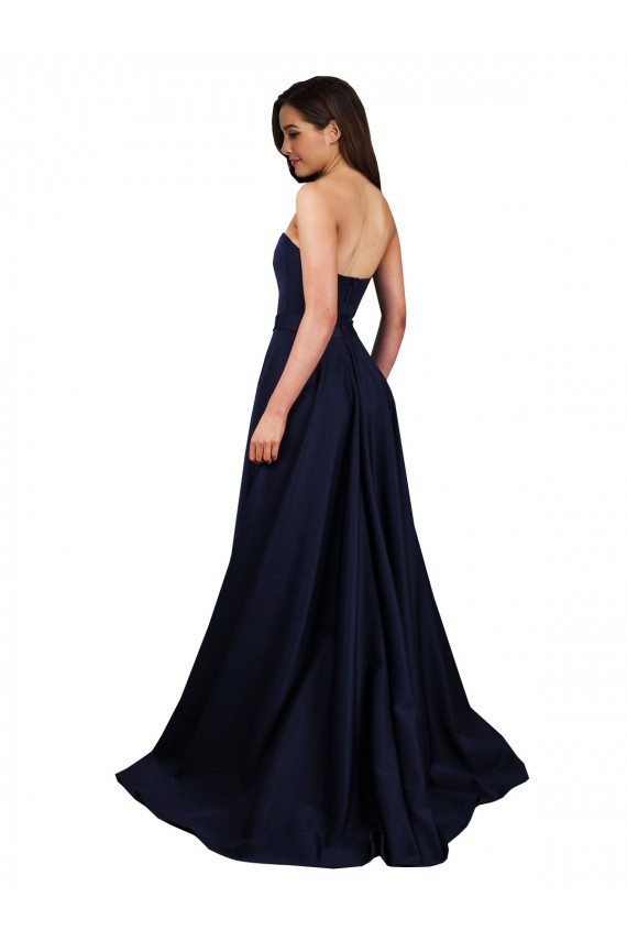 Sleeveless High Neck Stretch Crepe Dark Navy Long Formal Dress / Bridesmaid Dress Adelaide