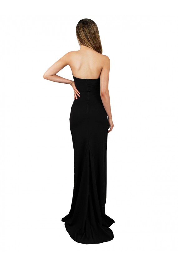 Sleeveless High Neck Stretch Crepe Black Long Formal Evening Gown / Prom Dress / Bridesmaid Dress Adelaide