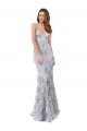 Sleeveless High Neck Stretch Crepe & Sequin Tulle Silver Long Formal Evening Gown / Prom Dress / Bridesmaid Dress Adelaide