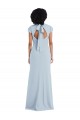 Cap Sleeves Jewel Neck Stretch Crepe Light Sky Blue Long Semi Formal Evening Dress / Bridesmaid Dress Adelaide