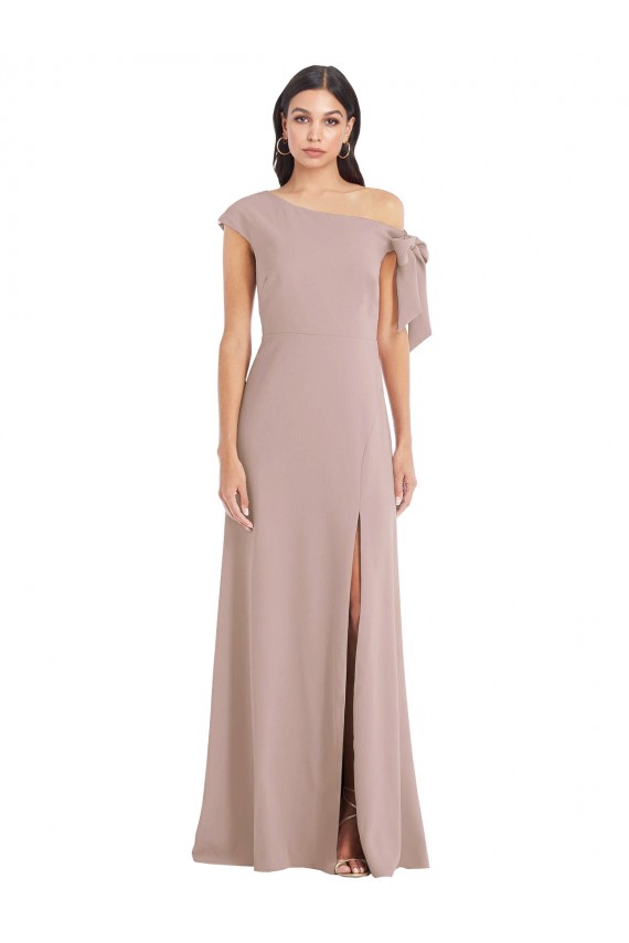 Sleeveless Off the Shoulder Stretch Crepe Dusty Pink Long Formal Evening Gown / Prom Dress / Bridesmaid Dress Adelaide