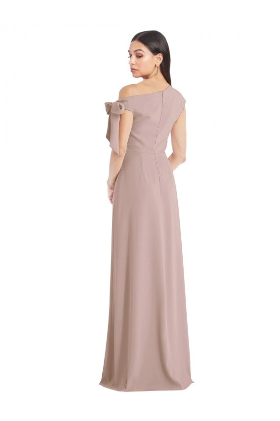 Sleeveless Off the Shoulder Stretch Crepe Dusty Pink Long Formal Evening Gown / Prom Dress / Bridesmaid Dress Adelaide