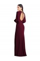 Puff Sleeves Bateau Neck Stretch Crepe Burgundy Gold Long Formal Dress / Bridesmaid Dress Adelaide