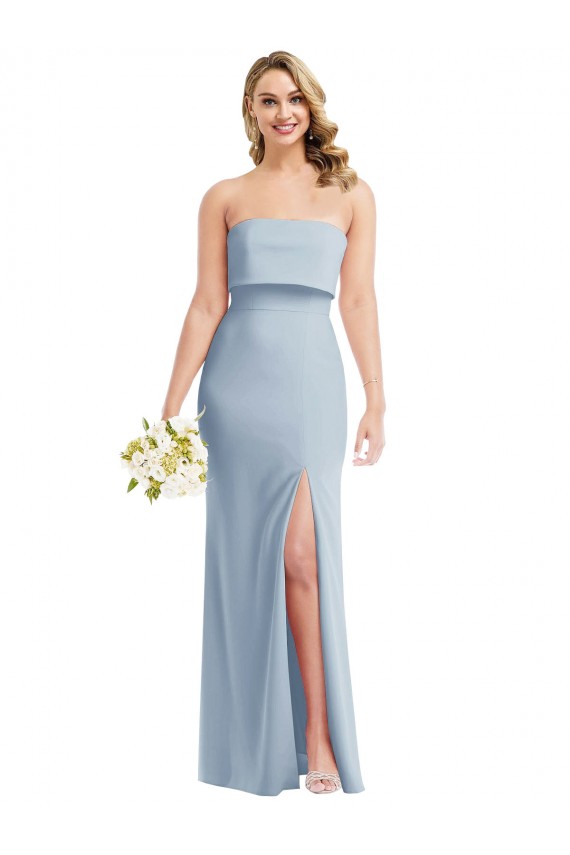 Sleeveless Strapless Stretch Crepe Light Sky Blue Long Semi Formal Evening Dress / Prom Dress / Bridesmaid Dress Adelaide