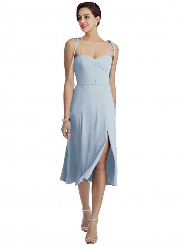 Sleeveless Sweetheart Stretch Crepe Light Sky Blue Midi Length Evening Gown / Prom Dress / Bridesmaid Dress Adelaide