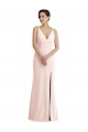 Sleeveless V-Neck Stretch Crepe Pink Long Formal Evening Gown / Prom Dress / Bridesmaid Dress Adelaide
