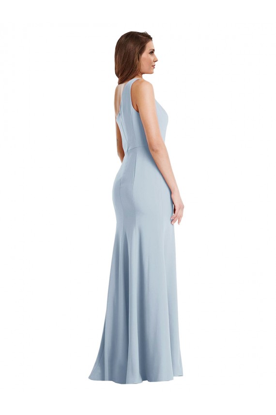 Sleeveless One Shoulder Stretch Crepe Light Sky Blue Long Formal Evening Gown / Prom Dress / Bridesmaid Dress Adelaide