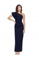 Sleeveless One Shoulder Stretch Crepe Dark Navy Sheath Long Formal Evening Gown / Prom Dress / Bridesmaid Dress Adelaide