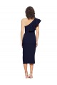 Sleeveless One Shoulder Stretch Crepe Dark Navy Midi Length Formal Evening Gown / Prom Dress / Bridesmaid Dress Adelaide
