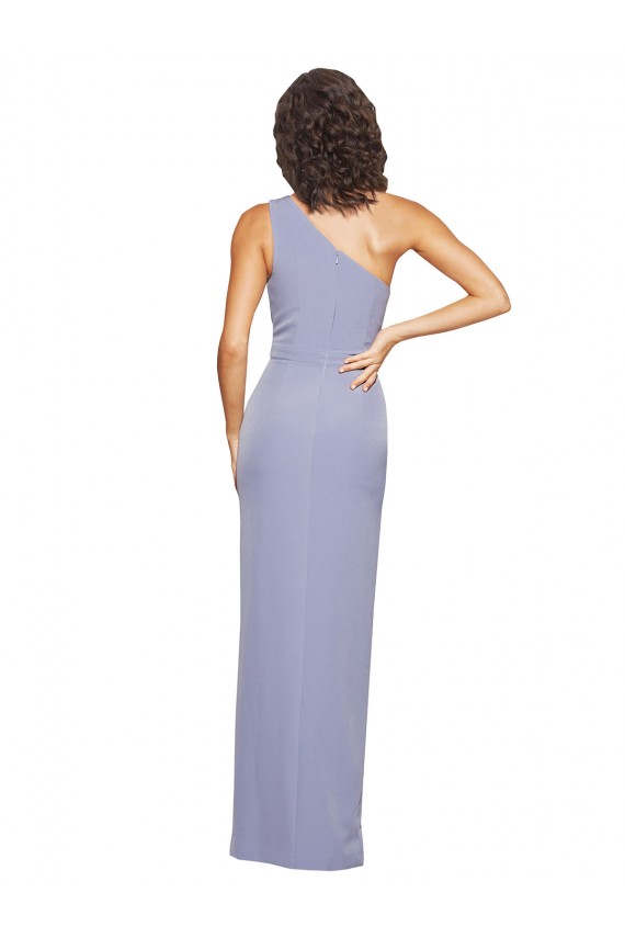Sleeveless One Shoulder Stretch Crepe Smoke Blue Long Formal Evening Gown / Prom Dress / Bridesmaid Dress Adelaide