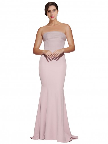 Sleeveless Strapless Stretch Crepe Mauve Sweep Train Formal Evening Gown / Prom Dress / Bridesmaid Dress Adelaide