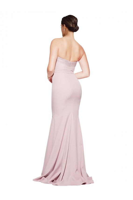 Sleeveless Strapless Stretch Crepe Mauve Sweep Train Formal Evening Gown / Prom Dress / Bridesmaid Dress Adelaide
