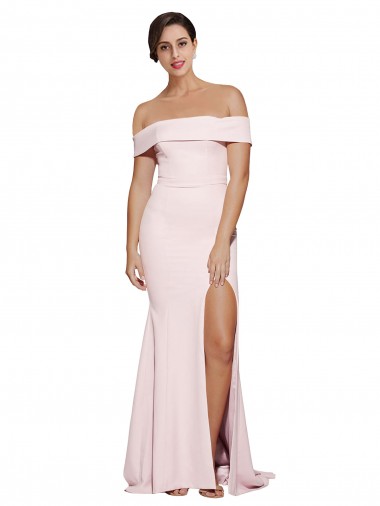 Sleeveless Square Neck Stretch Crepe Pink Sweep Train Formal Evening Gown / Prom Dress / Bridesmaid Dress Adelaide